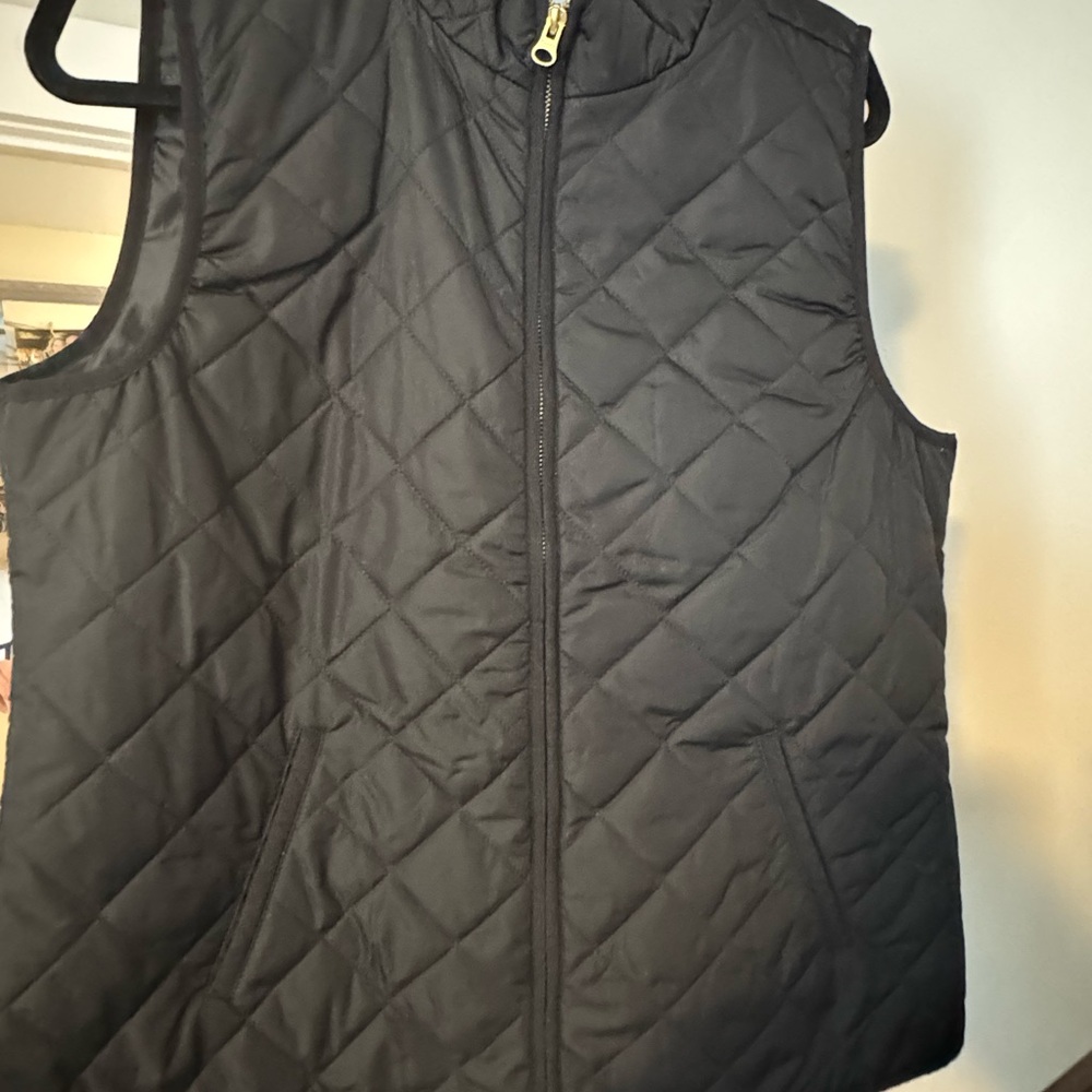 Black Quilted Vest with Zipper